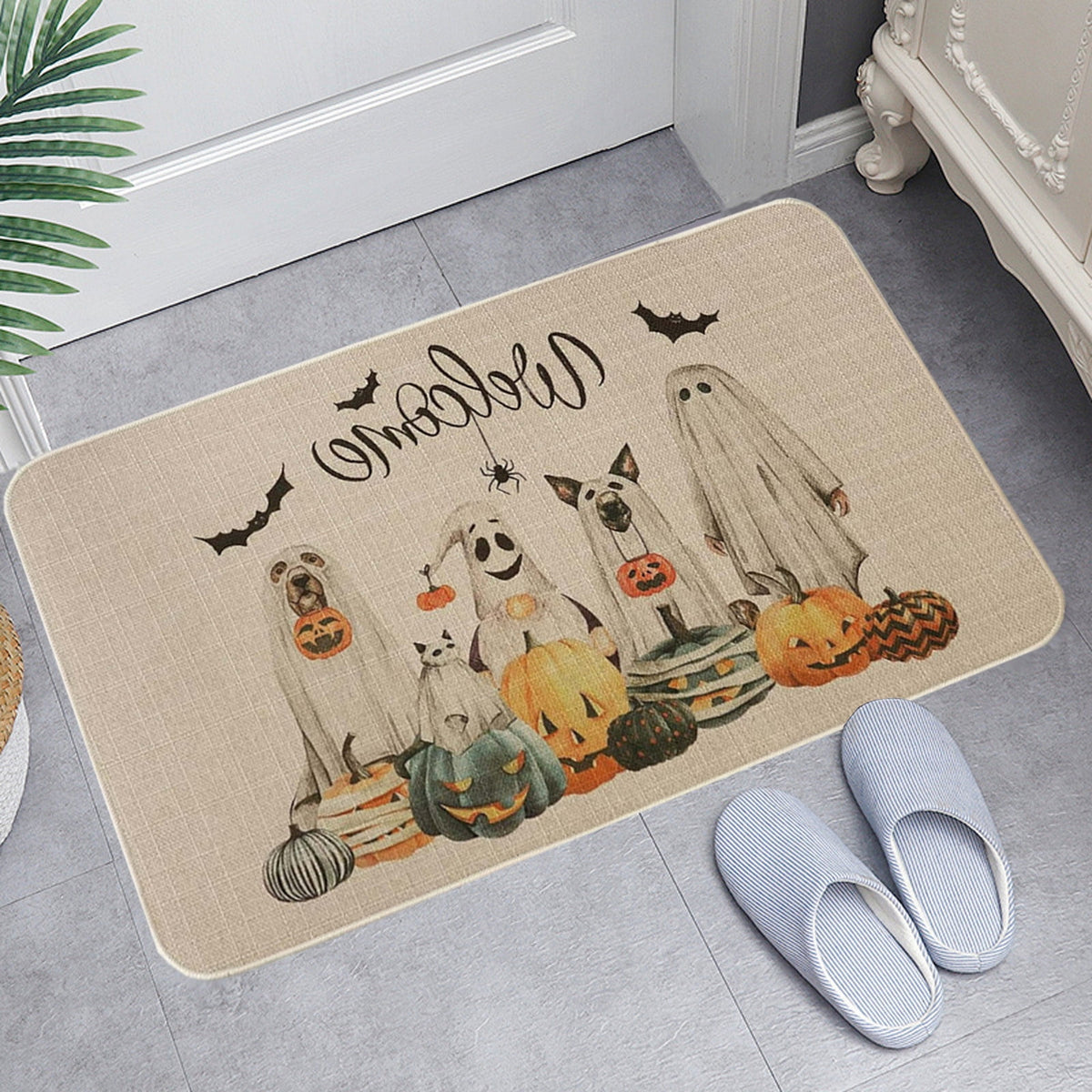 Pidgey Halloween Doormat,23*15" Cat With Pumpkin Outdoor Rugs For Thanksgiving Washable Fall Doormats Layered Front Door Mat For Porch/Farmhouse/Entryway/Patio Orange Rugs Christmas Decor