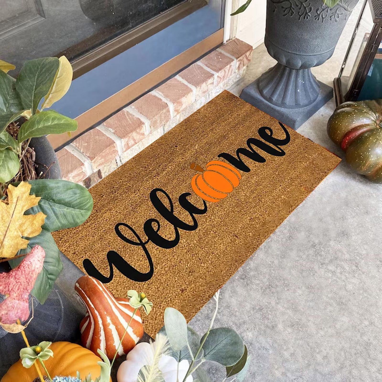 JOGZMZ Halloween Pumpkin Area Rug Bright Pumpkin Floor Mats Slip Resistants Earth Floor Mats For Front Door Bathroom Kitchen Room 19.67×31.49in