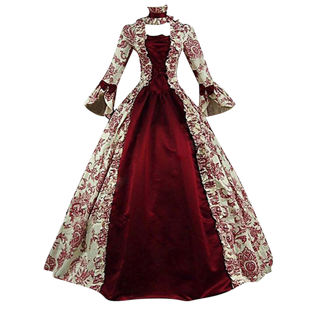 Hvyesh Plus Size Medieval Dress for Women Formal Ball Gown Victorian Dress Trumpet Sleeve Gorgeous Cocktail Party Dress