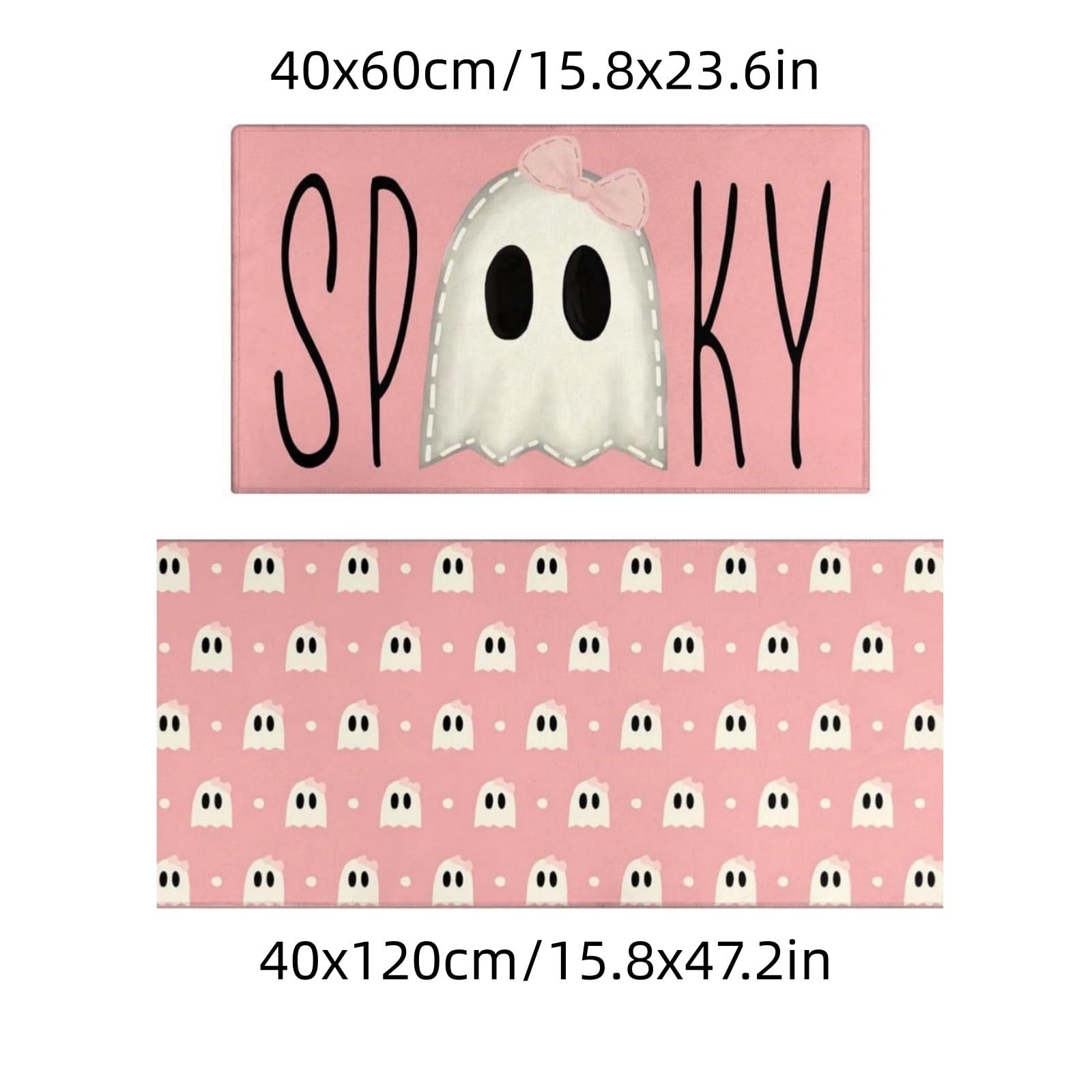 Pink Halloween Decor Ghost Candy Bowl Figurine with Bow and Scalloped Holder for Indoor Tabletop Decor and Party Favor Display
