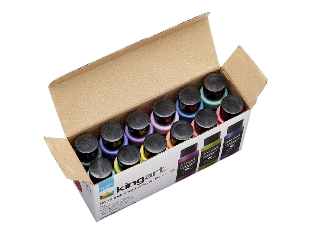 Kingart Studio Acrylic Craft Paint, 60ml (2oz) Bottle, Set of 12 Metallic Colors