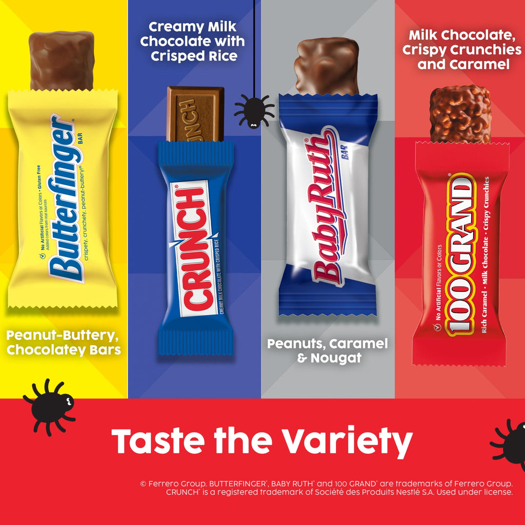 Butterfinger, CRUNCH, Baby Ruth, 100 Grand, Bulk Halloween Candy Bars
