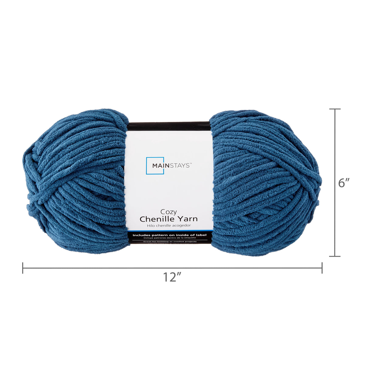 Mainstays Cozy Chenille Yarn, 220 yd, Arctic White, 100% Polyester, Bulky