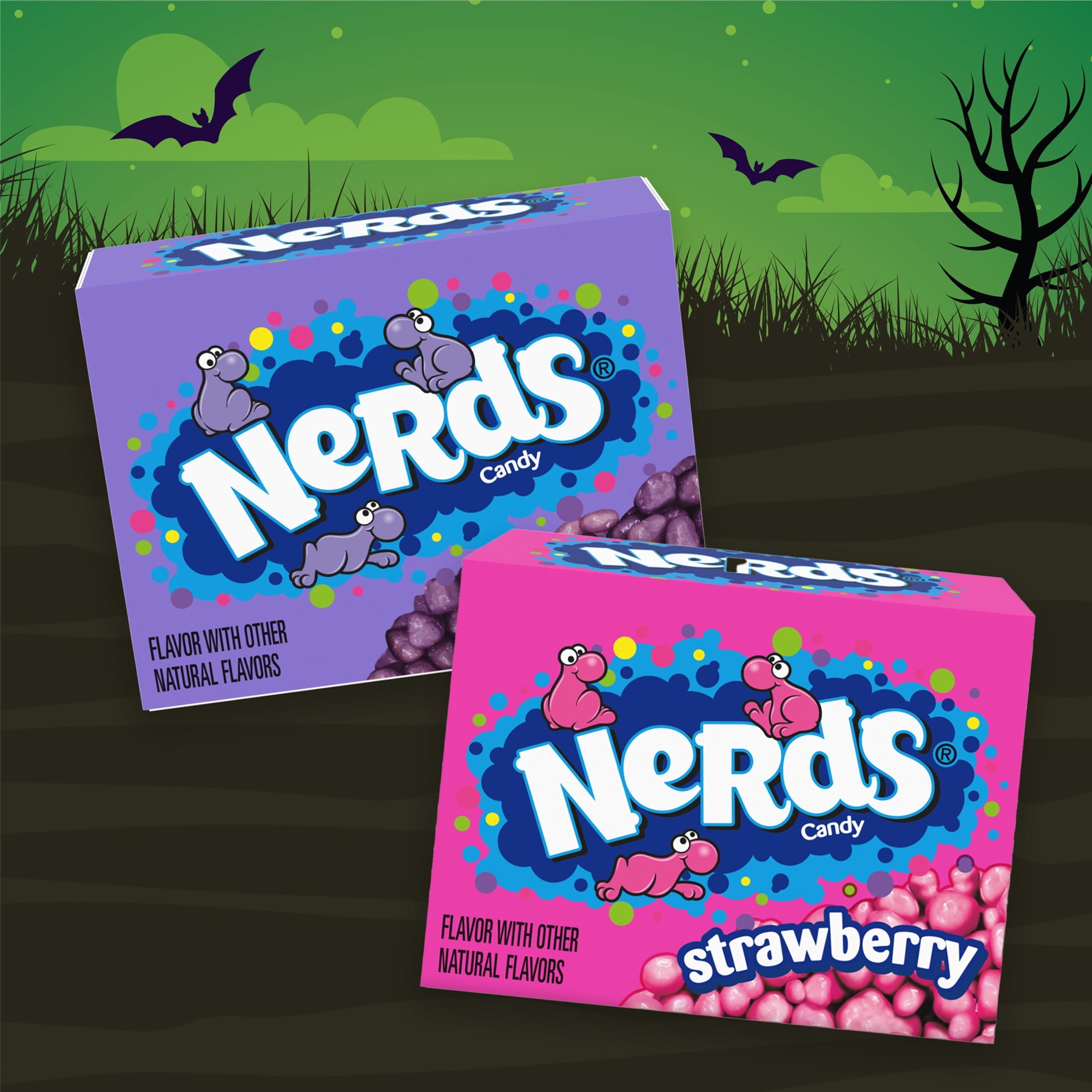Nerds Grape & Strawberry Candy, Halloween Mini Candies, Classic Nerds, 7.38 oz
