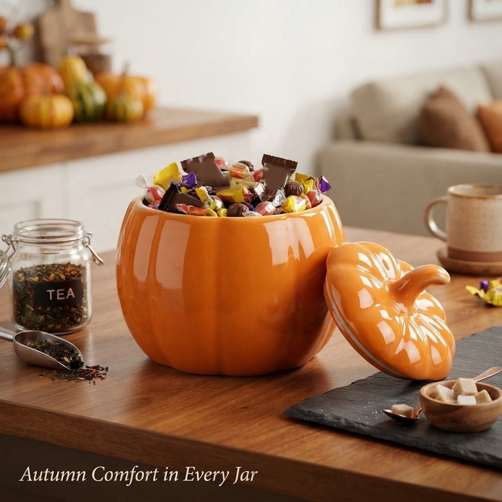 Diceymbol Halloween Pumpkin Snack Bowl Stand Collapsible Broomstick Candy Tray for Cupcakes & Desserts, Resin Serving Platter with Ceramic Pumpkin Bowls