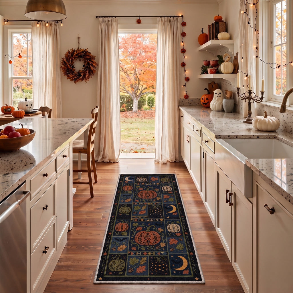 GENIMO 5'x7' Halloween Area Rug for Living Room, Washable Non Slip Soft Vintage Witch Indoor Rug for Bedroom Dining Room Home Office, Retro Sepia