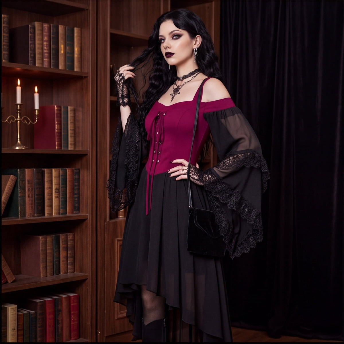 Witch Dress Women 2026 Halloween Costumes Woman Adults Medieval Vampire Butterfly Sleeve Mesh Gothic Outfits Red S