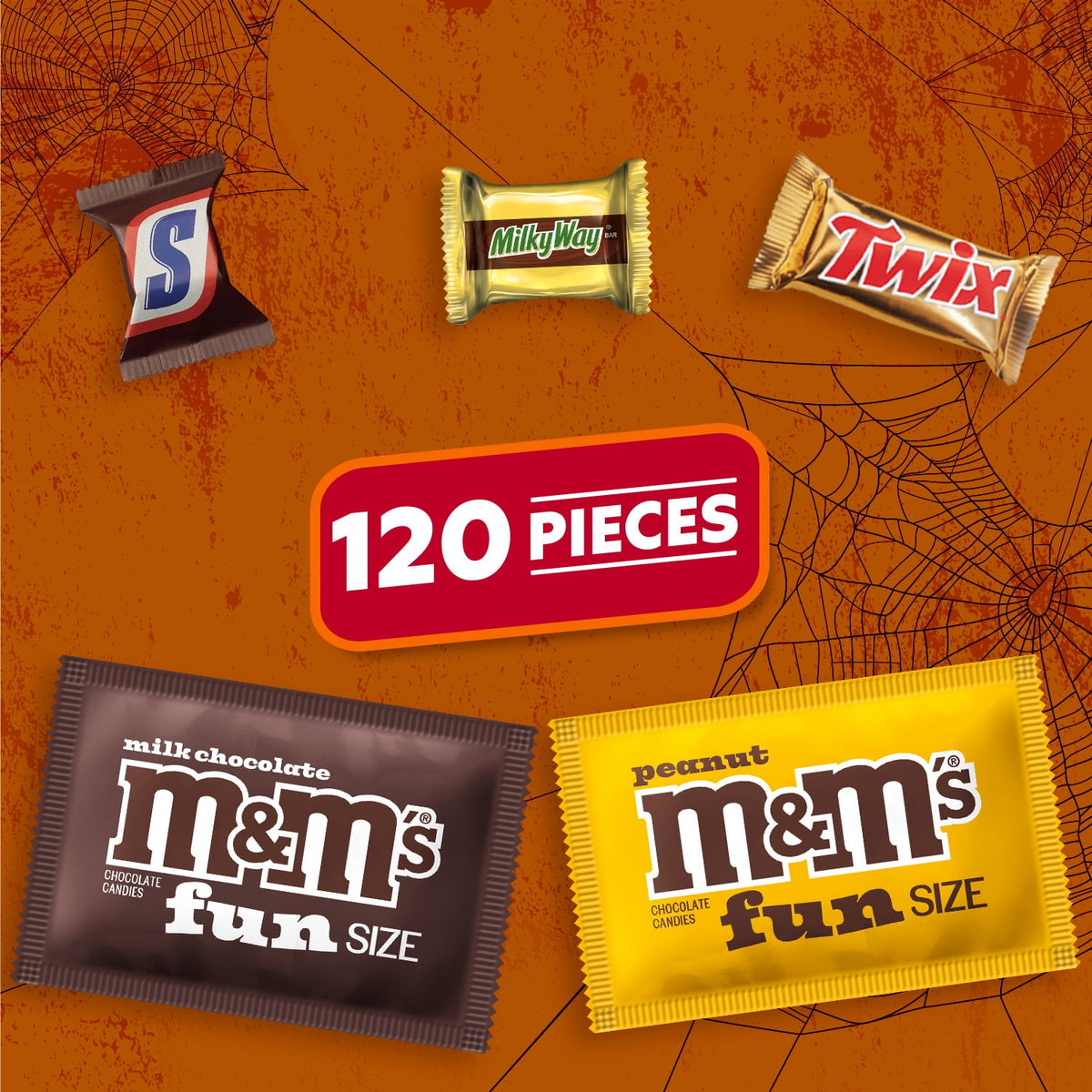 M&M's, Snickers, Twix & Milky Way Chocolate Halloween Candy Variety Pack - 120 Ct Bulk Bag
