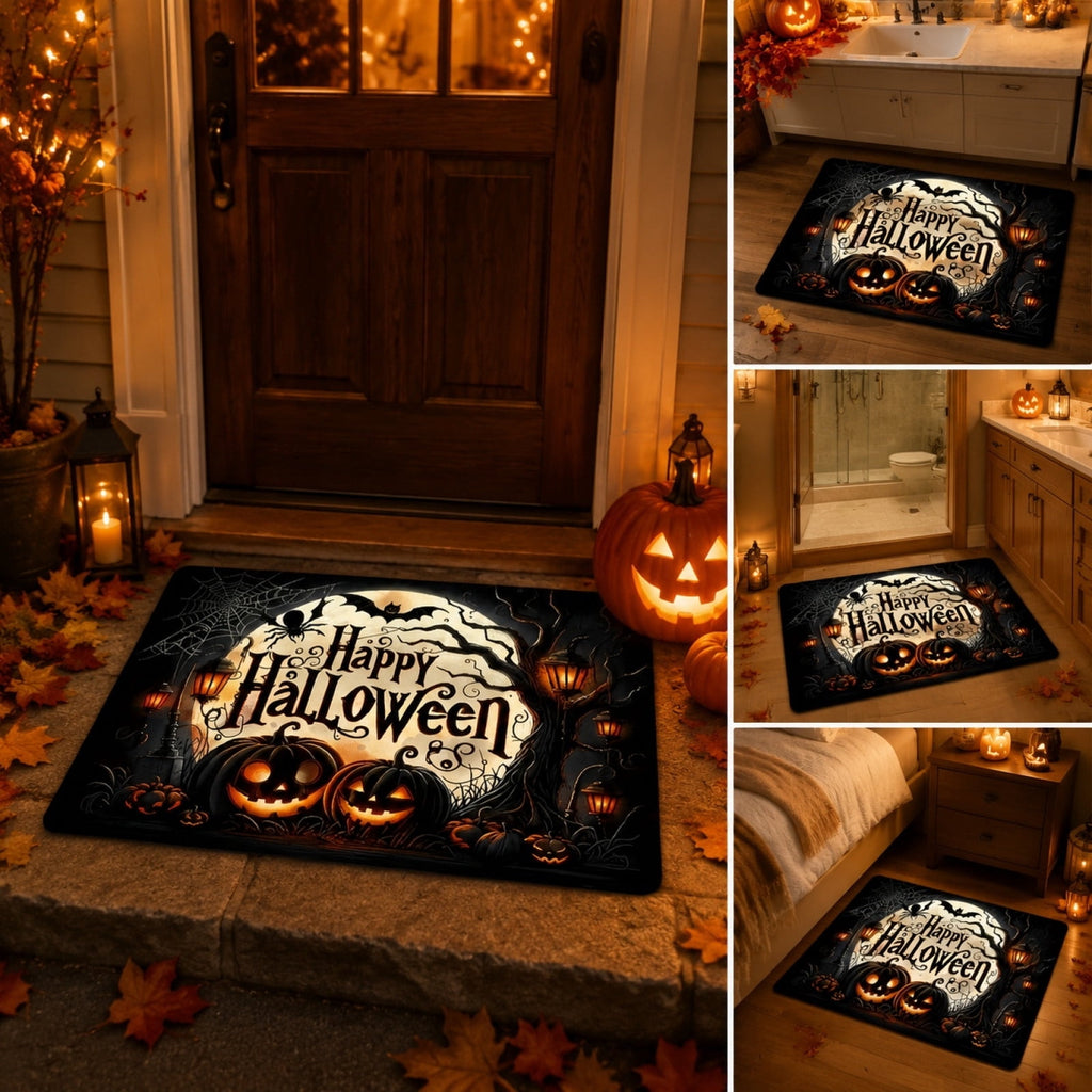 Halloween Celebration Doormat 16x24 Inch, Spooky Ghost Entrance Mat for Front Porch Indoor Outdoor, B