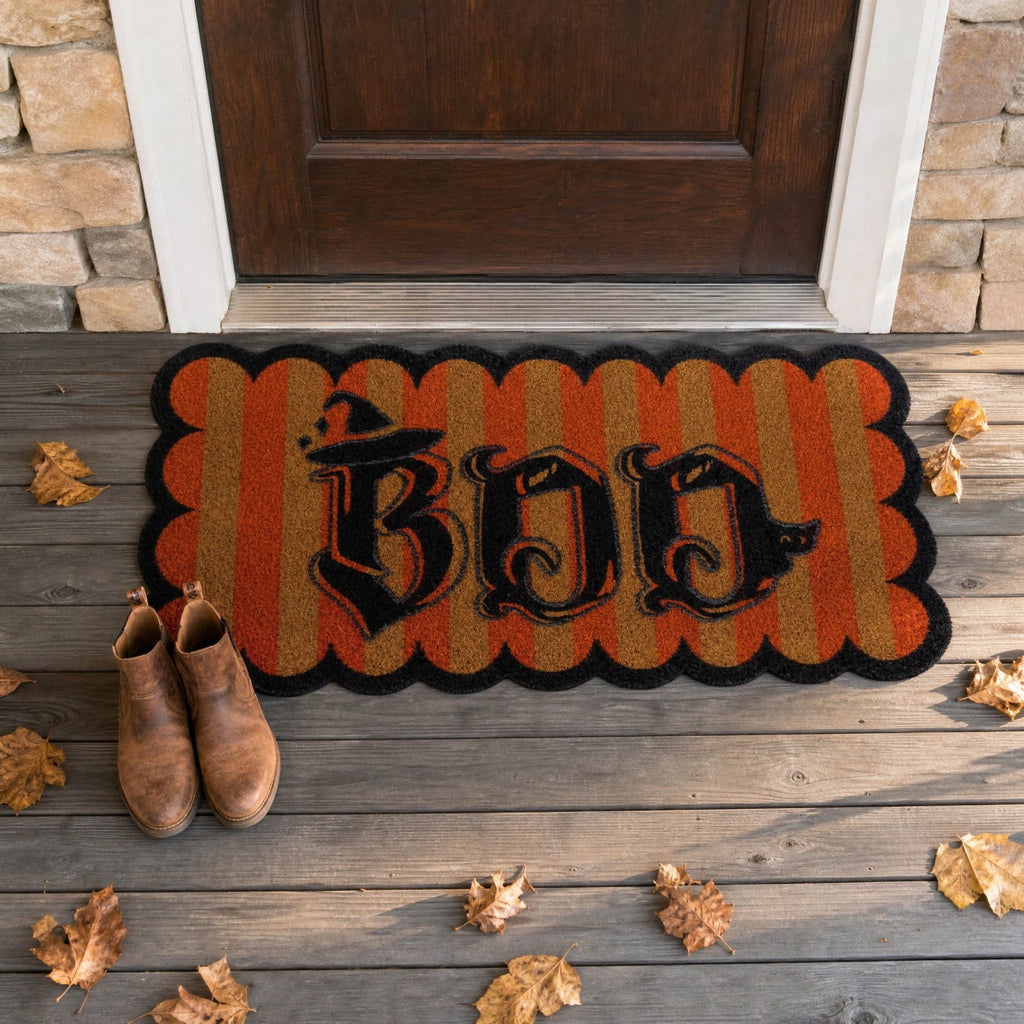PYURTEP Halloween Door Mat Pumpkin Bat Pattern Entryway Doormats Non-Slip Indoor Outdoor Welcome Mat for Halloween Decor