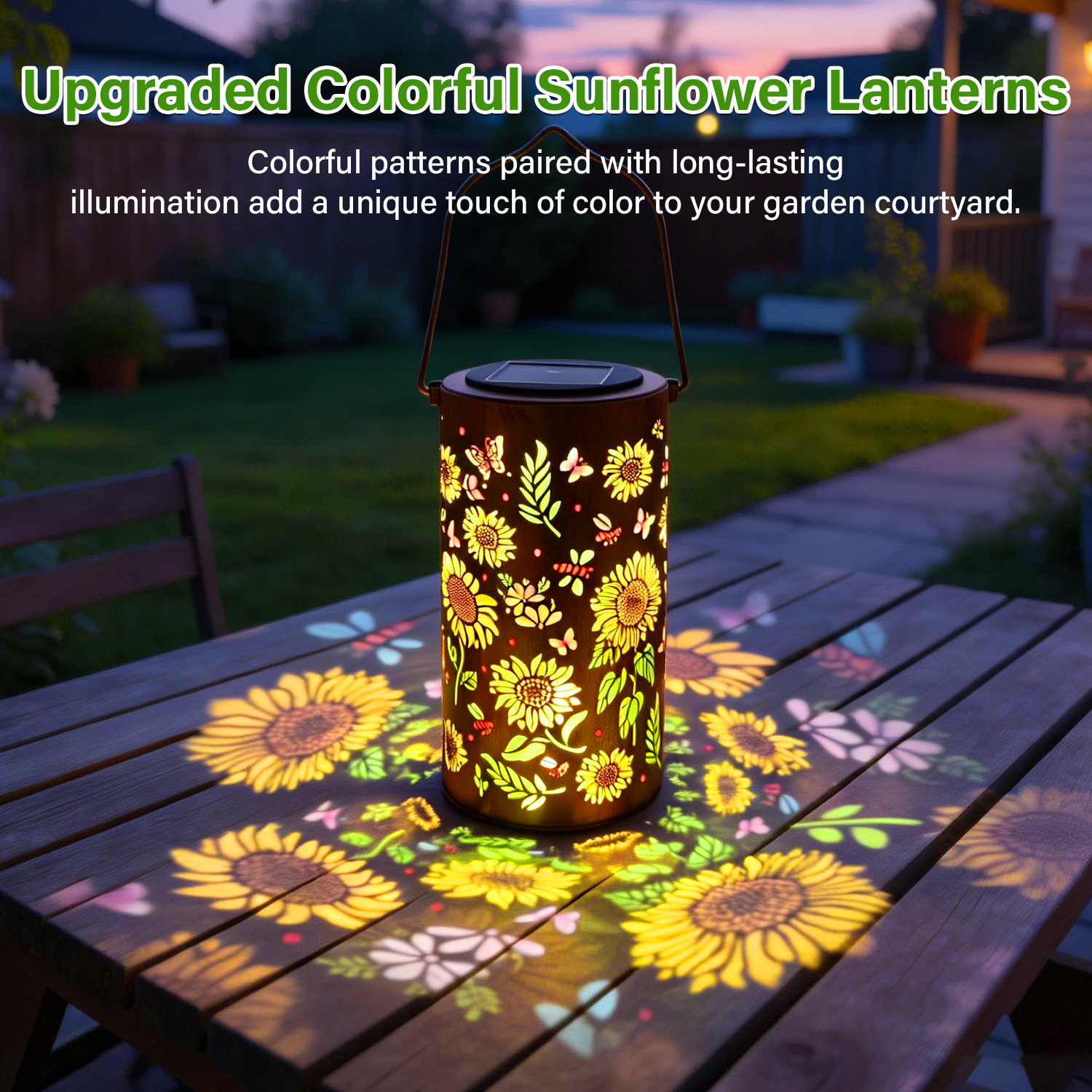 Colorful Solar Lanterns IP65 Outdoor Waterproof, Mother's Day Gifts for Women Mom Grandma - LED Colorful Sunflower Solar Lights Metal Hanging Lantern for Patio Yard Porch