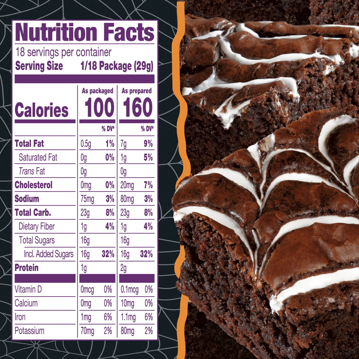 Pillsbury Funfetti Spiderweb Swirl Fudge Brownie Mix, 18.4 oz Box