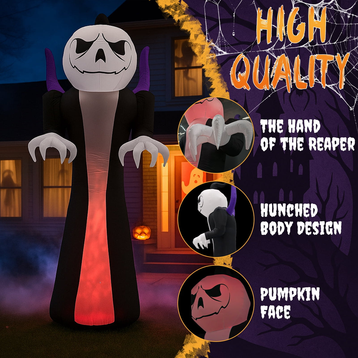 Zimtown 12 FT Halloween Inflatables Ghost Outdoor Halloween Decoration w/ Pumpkins Head