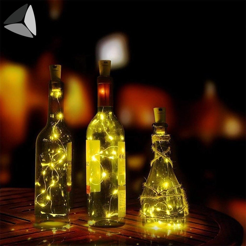 PULLIMORE Wine Bottle Lights with Cork Colorful, 15 LEDs Fairy Lights Battery Operated String Lights for Xmas Party Decor(Warm White, 2.46ft)