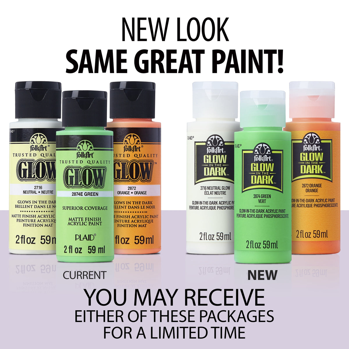 FolkArt Glow-in-the-Dark Acrylic Craft Paint, Matte Finish, Neutral, 2 fl oz
