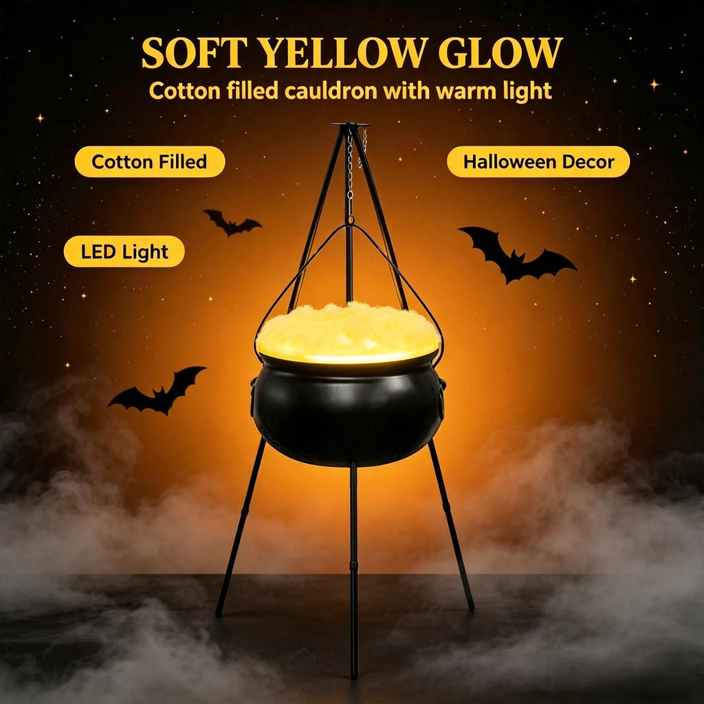 Muecwrye Halloween Decorations Outdoor, Halloween Clearance! Halloween Witches Cauldron on Tripod with Lights, DIY Bubbling Cauldron Set Decor for Home Porch Outside, Halloween Party Supplies