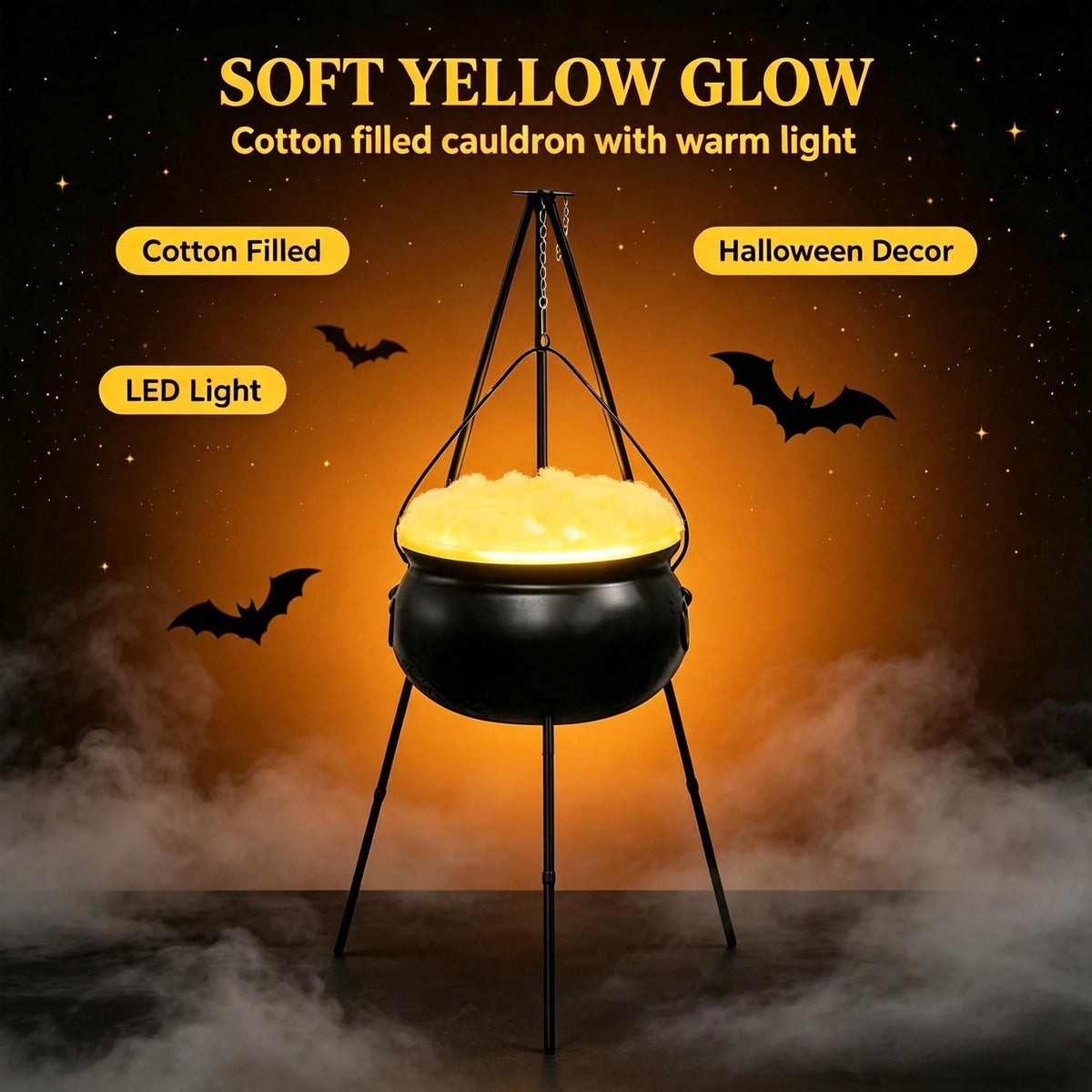 Muecwrye Halloween Decorations Outdoor, Halloween Clearance! Halloween Witches Cauldron on Tripod with Lights, DIY Bubbling Cauldron Set Decor for Home Porch Outside, Halloween Party Supplies
