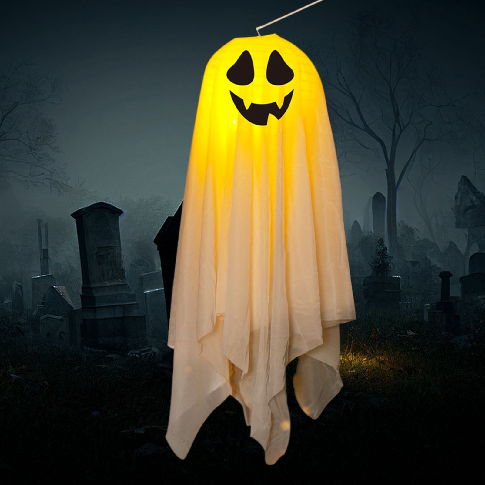 Gallickan 21" Halloween Hanging Light Up Ghost, Lighted Halloween Ghost Decorations, Cute Ghost Halloween Indoor Outdoor Decoration for Trees, Yard, Patio, Lawn, Garden, D