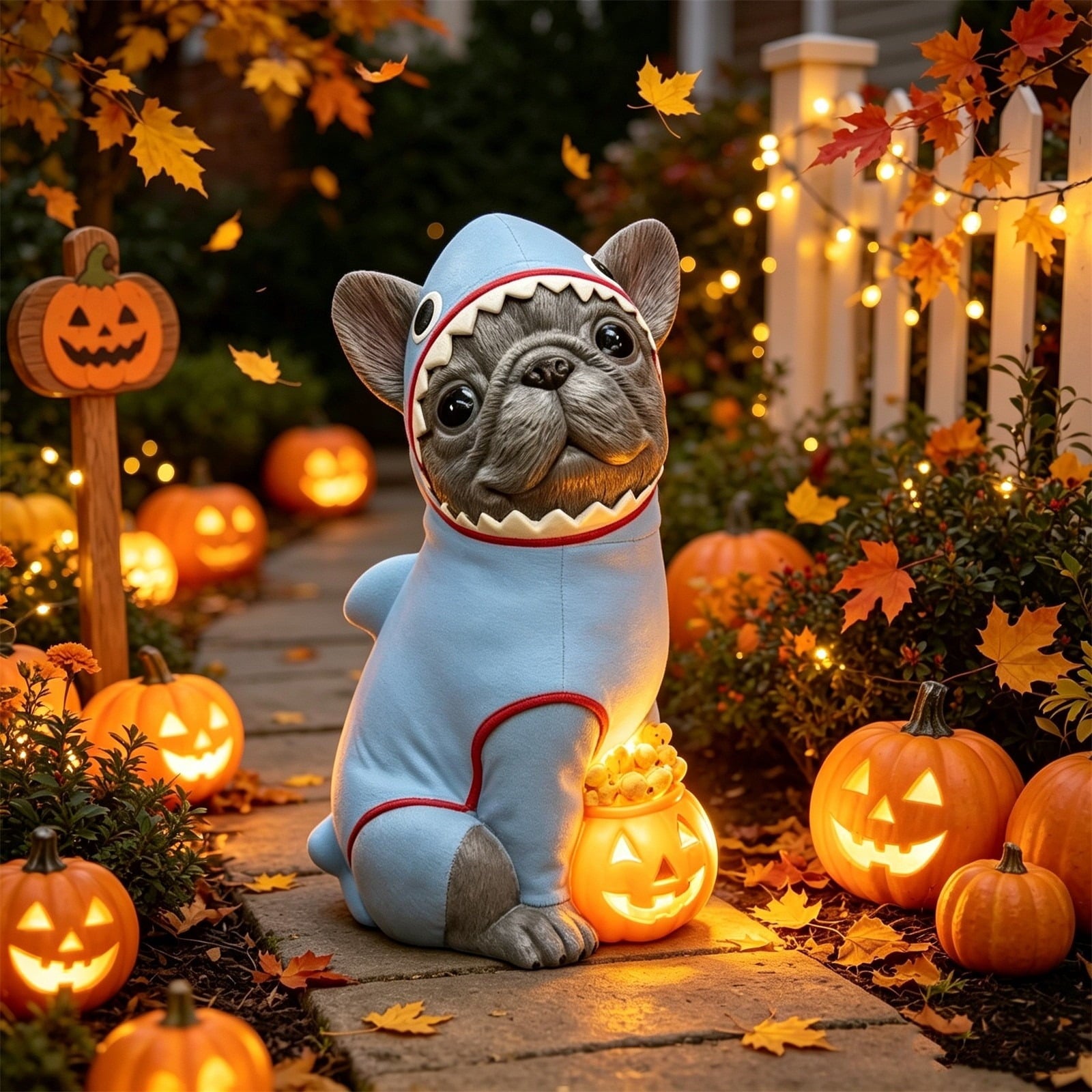 Clearance Halloween Schnauzer Bat Figurine with Ghost Bucket, 8 inch Resin Cute Dog Gifts Tabletop Decor