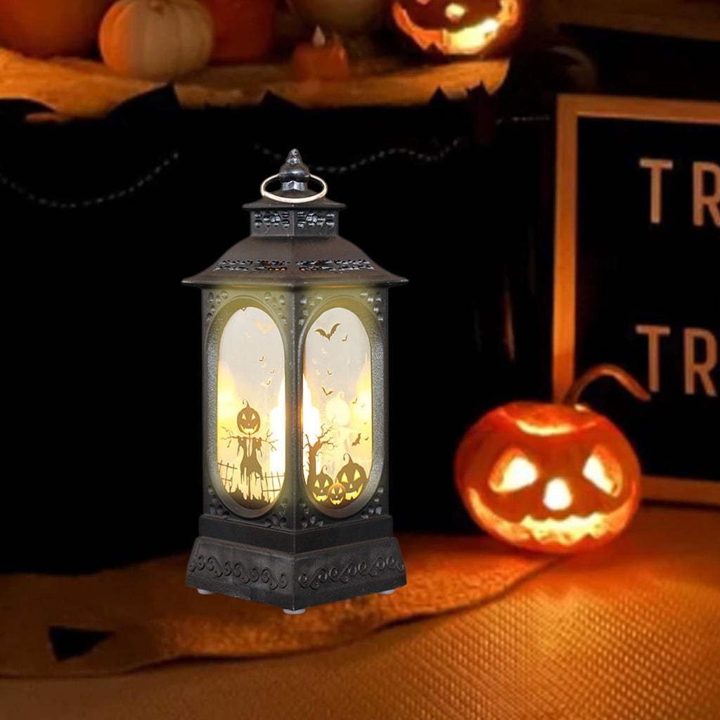 Black Halloween Mini LED Lantern Table Centerpiece 5.1 Inch for Indoor Decor, 2 Inch, 5 cm