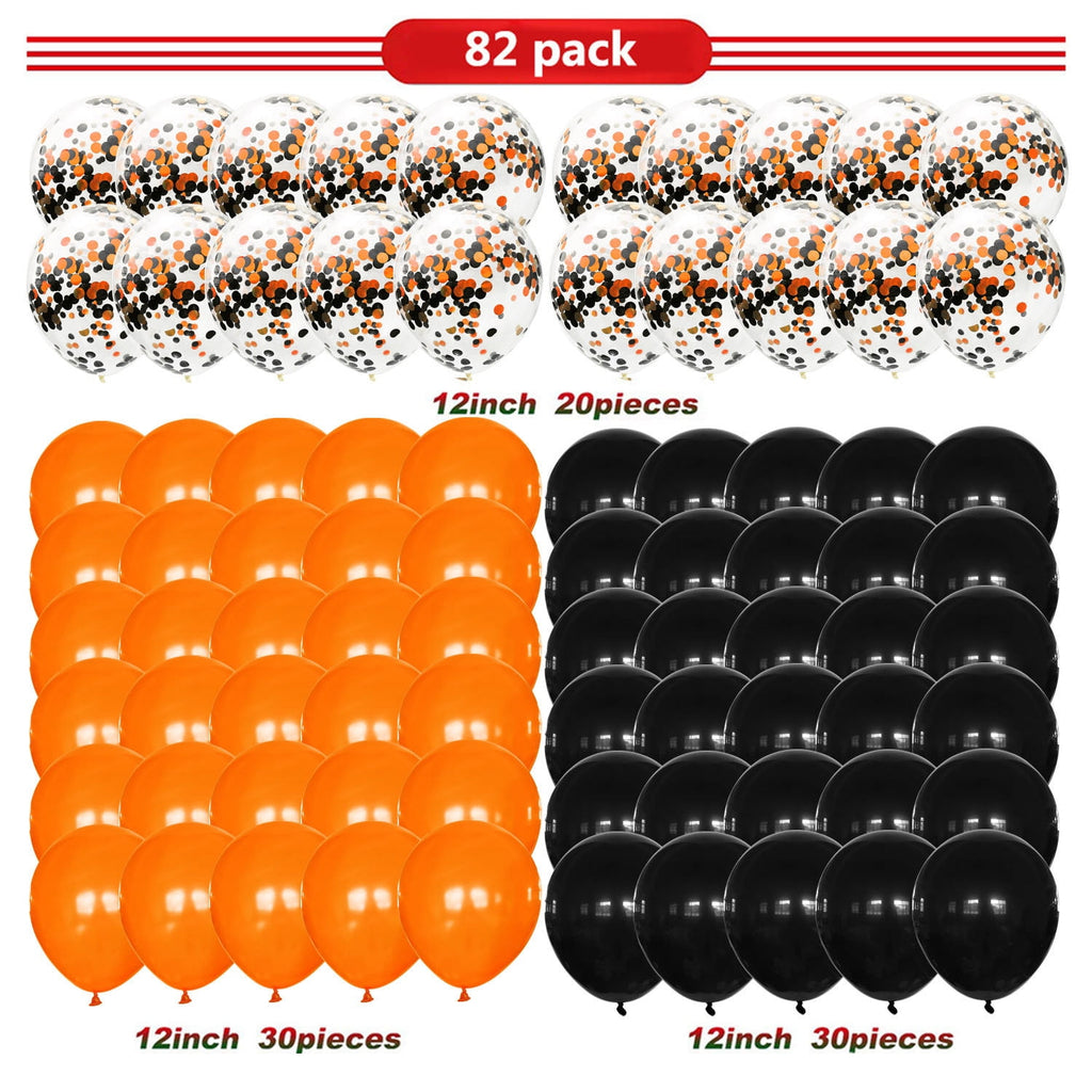 Uutvmp 80PCS Orange, Black, White Foil Confetti Balloons,12 inch Latex Balloon Inside for Halloween Party Decorations, Ghost Festival Party Scene Layout