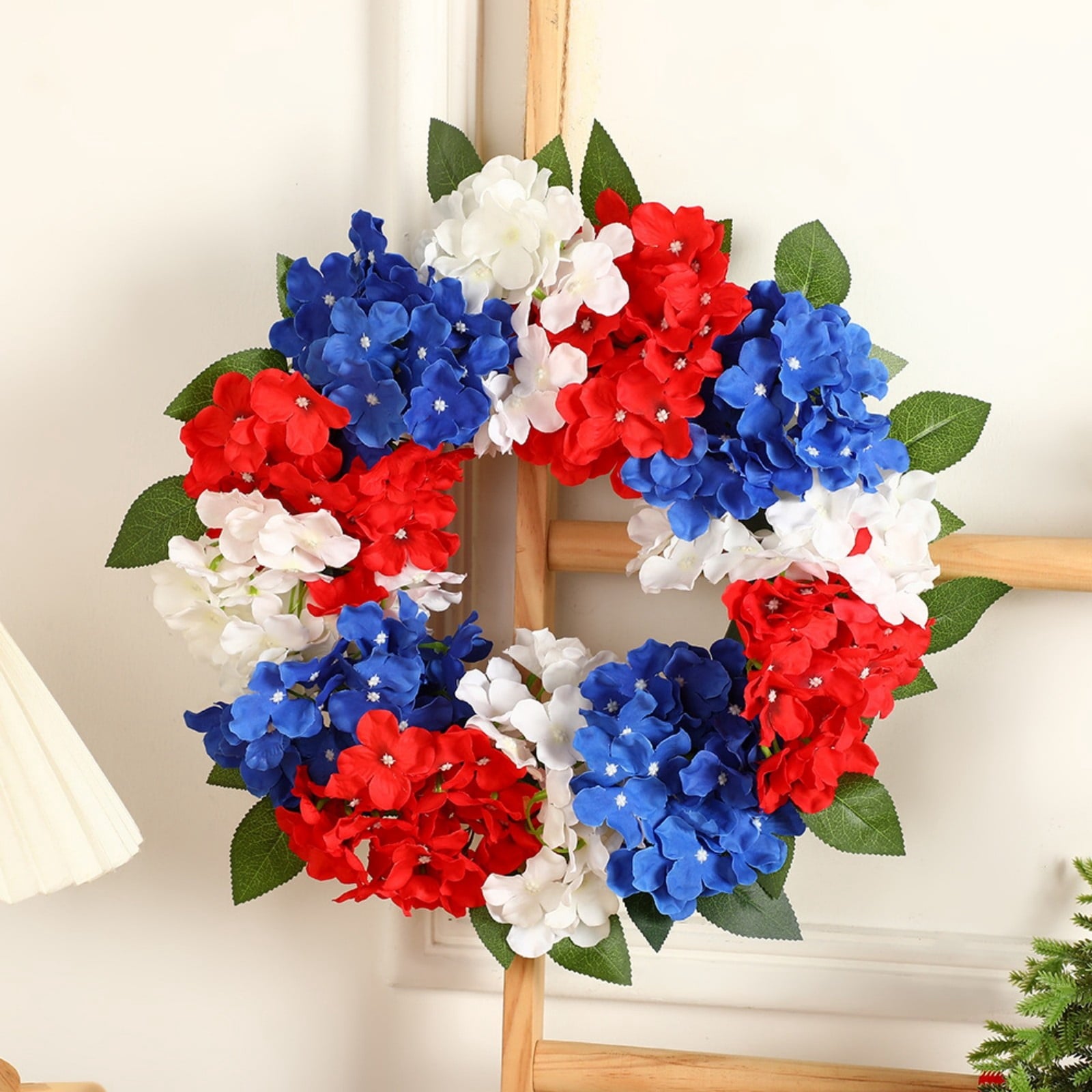 Gcvizuso Halloween Crescent Floral Wreath, Orange Red Rose Hydrangea Fall Front Door Decor for Autumn Harvest Celebration