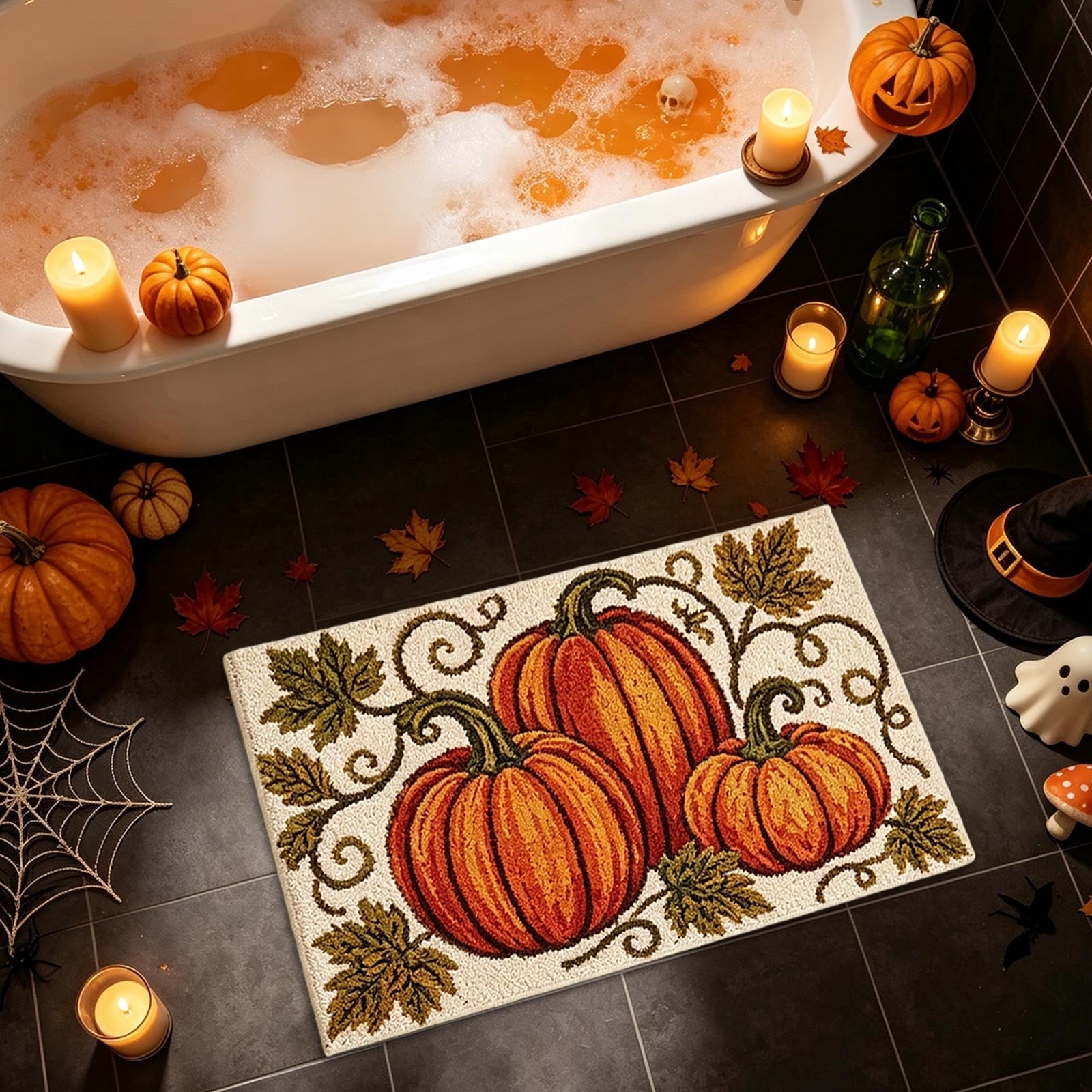 Halloween Decor Black Cat Doormat 15.75x23.62 Inch Fall Pumpkin Moon Design Non Slip Indoor Entrance Rug for Home Entryway Decor