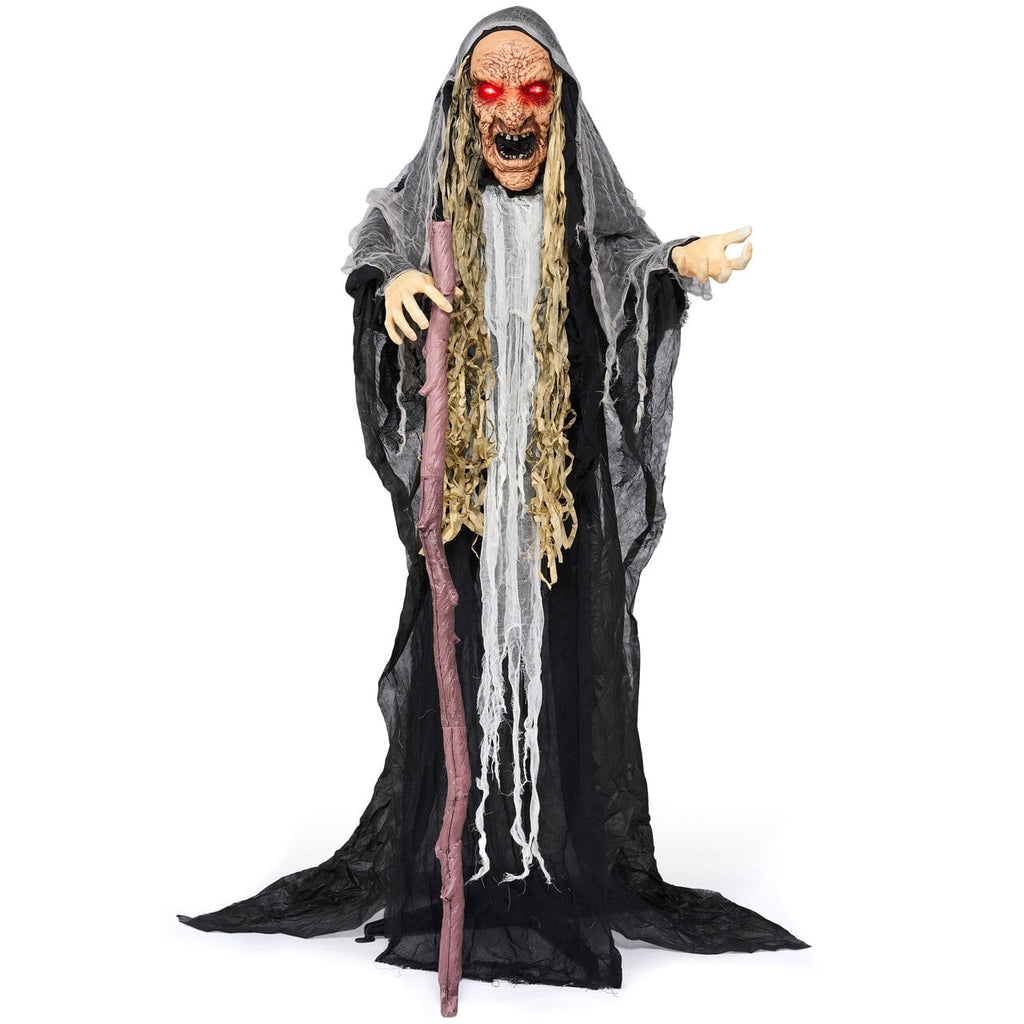 Joyfy 62"Halloween Standing Hunchback Witch with Light, Animatronics Large Halloween Decorations Outdoor, Radar Motion Activated with Creepy Sound & Eyes and Moving Head for Yard Garden Haunted Hous