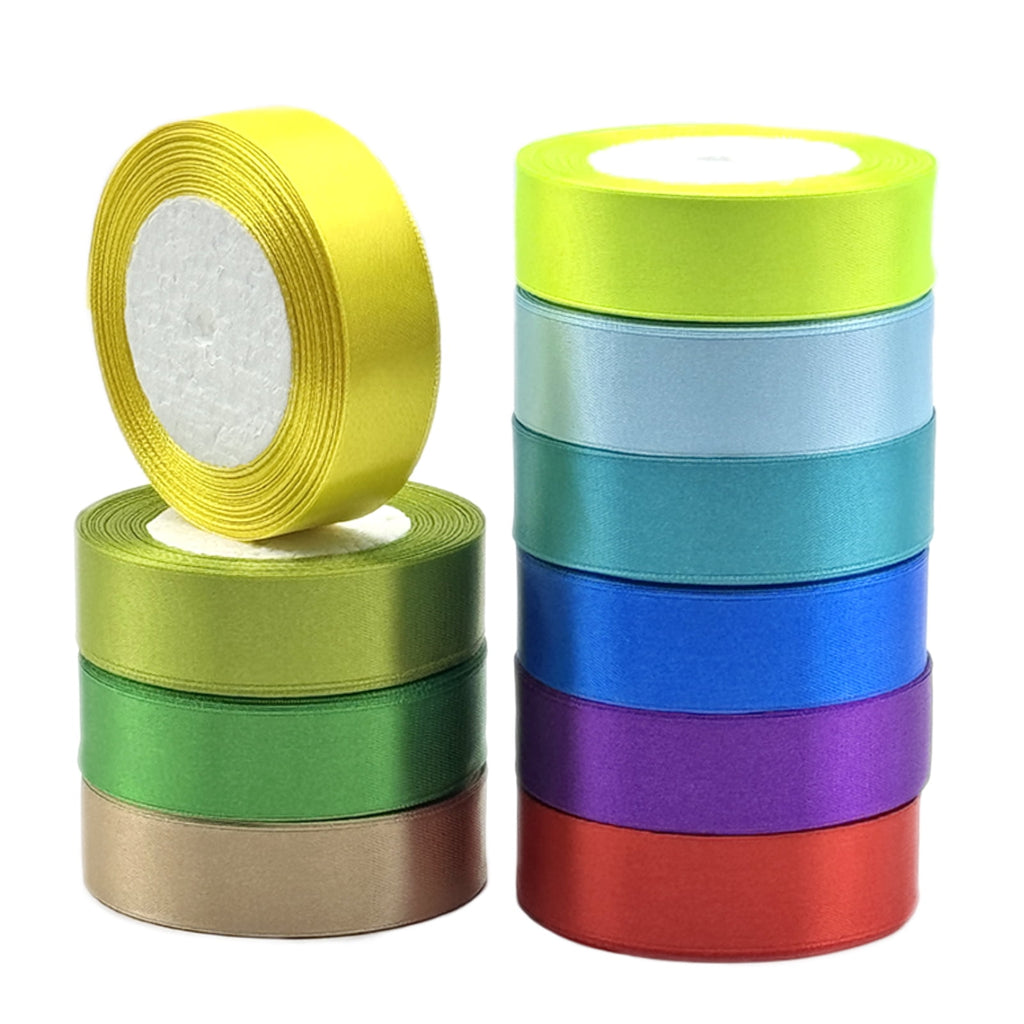 10 Colors 240 Yards Satin Ribbons,1 inch Fabric Ribbon Silk Ribbon Embellish Ribbon Rolls, Wide Ribbons Perfect for Crafts, Hair Bows, Gift Wrapping, Wedding Birthday Party Decoration