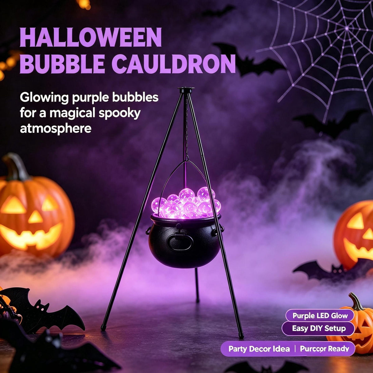 Muecwrye Halloween Decorations Outdoor, Halloween Clearance! Halloween Witches Cauldron on Tripod with Lights, DIY Bubbling Cauldron Set Decor for Home Porch Outside, Halloween Party Supplies