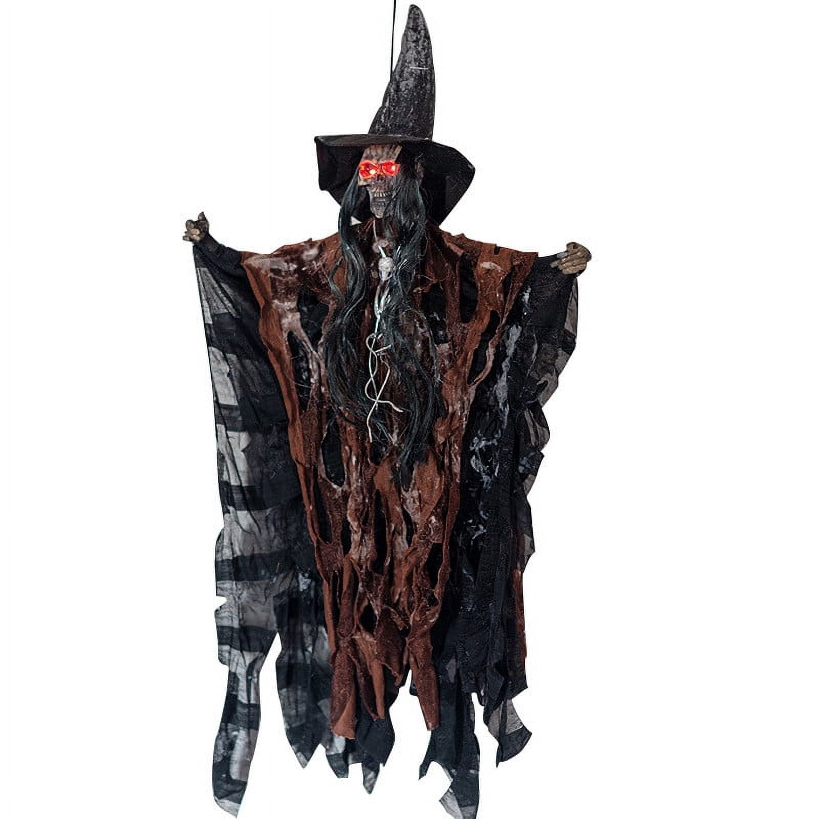 27.5" Halloween Animated Hanging Talking Witch,Sound Activated Ghost Halloween Decor Animatronic Hanging Decorations for Halloween Party Prop Decor,Outdoor Indoor Decorations