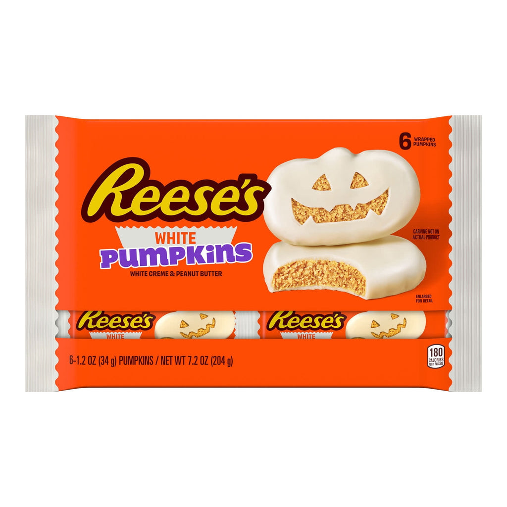 Reese's White Creme Peanut Butter Pumpkins Halloween Candy, Packs 1.2 oz, 6 Count