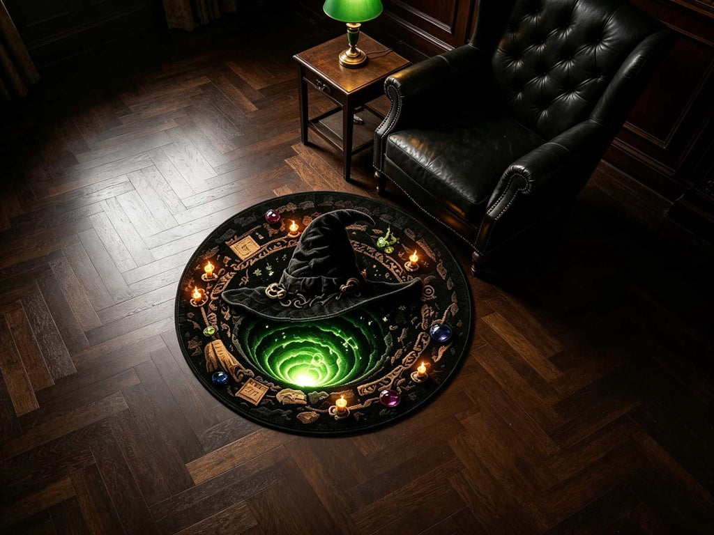 3D Halloween Round Rug, Illusion Halloween Round Mat, Funny Rug with Non-Slip Soft Visual Effect Door Mat for Living Room Indoor Decor