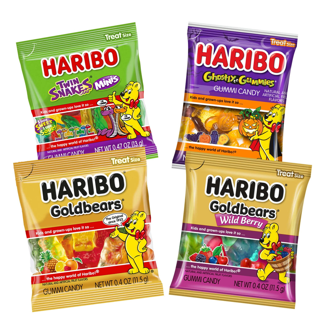 HARIBO Happy House Mix Halloween Gummy Candy Mini Pouches, 80ct, 33.4oz Laydown Bag