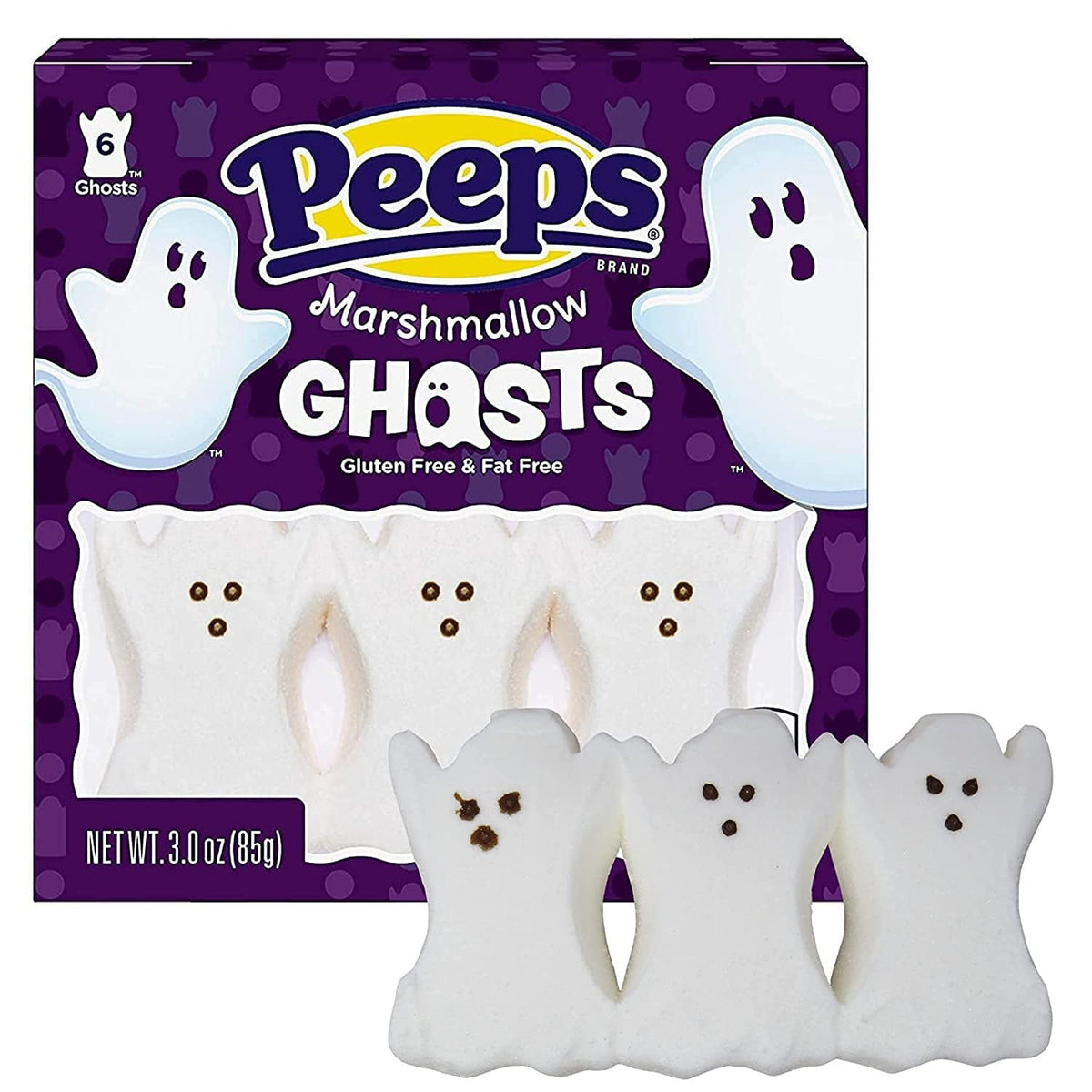 Halloween Peeps Marshmallow Ghosts Candy, Trick Or Treat Candy, Pack of 4, 6 Count per Pack