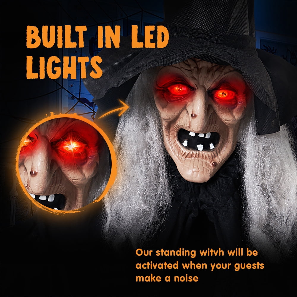 Joyfy 62"Halloween Standing Hunchback Witch with Light, Animatronics Large Halloween Decorations Outdoor, Radar Motion Activated with Creepy Sound & Eyes and Moving Head for Yard Garden Haunted Hous