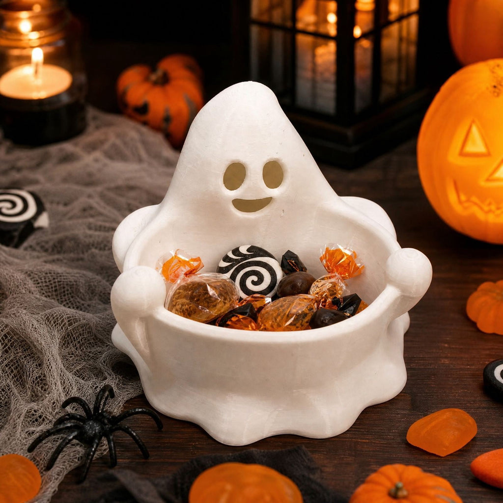 Diceymbol Halloween Pumpkin Snack Bowl Stand Collapsible Broomstick Candy Tray for Cupcakes & Desserts, Resin Serving Platter with Ceramic Pumpkin Bowls