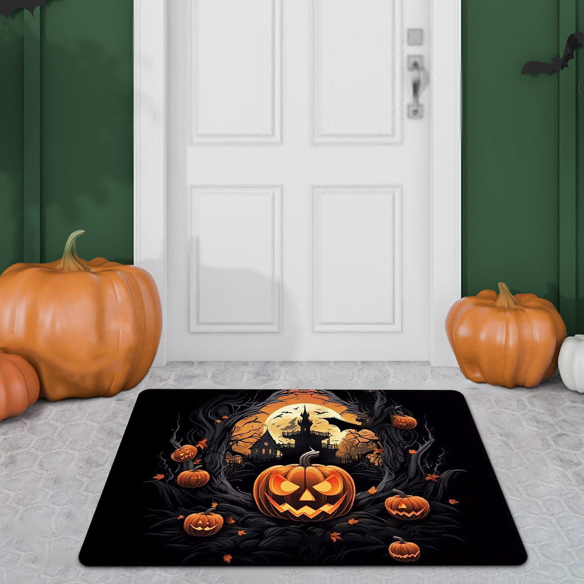 Stijggn Halloween Kitchen Rugs Halloween Mat Halloween Decorations Doormat, Welcome Mats for Front Door,Spooky Outdoor Mats for Front Door, Living Room, Bedroom, K-ids' Room