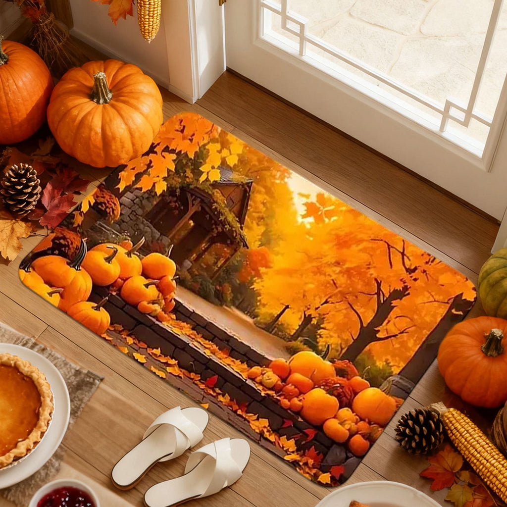 Autumn Door Mat for Entryway, 16x24 Inch, Fall-Themed Floor Doormat for Home Decor, Non-Slip Rug Mat for Living Room, Kitchen, Bedroom, Gifts for Fall Lovers (E)