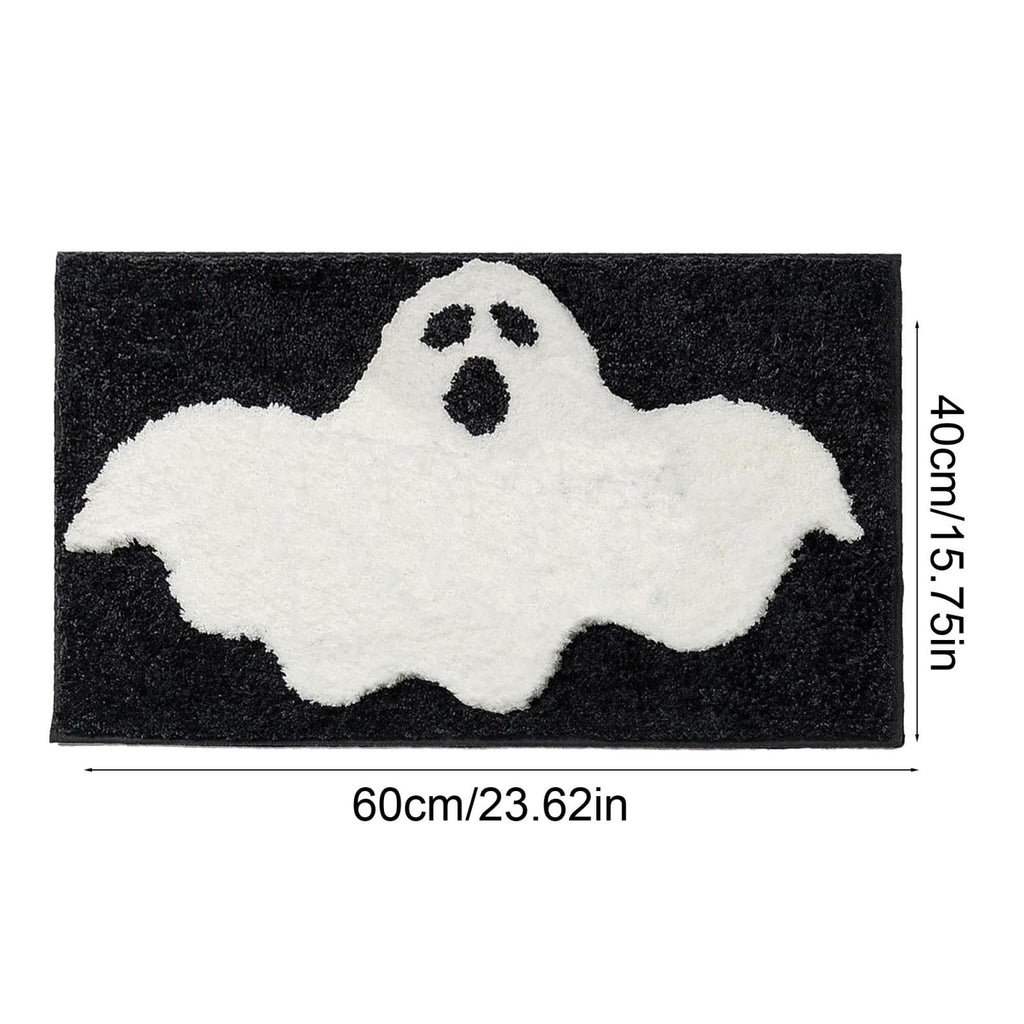 Halloween Wreath Shaped Rugs, Soft Indoor Mat for Entryway, Kitchen, Halloween Party, Pumpkin Witch Spooky Home Decor, 23.62x15.75 Inches