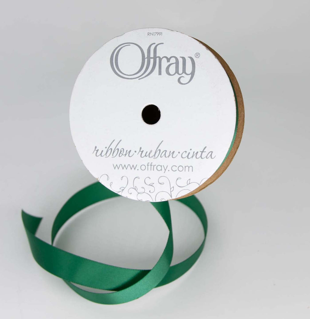 (3 pack) Offray Ribbon, Forest Green 5/8 inch Single Face Satin Polyester Ribbon, 18 feet