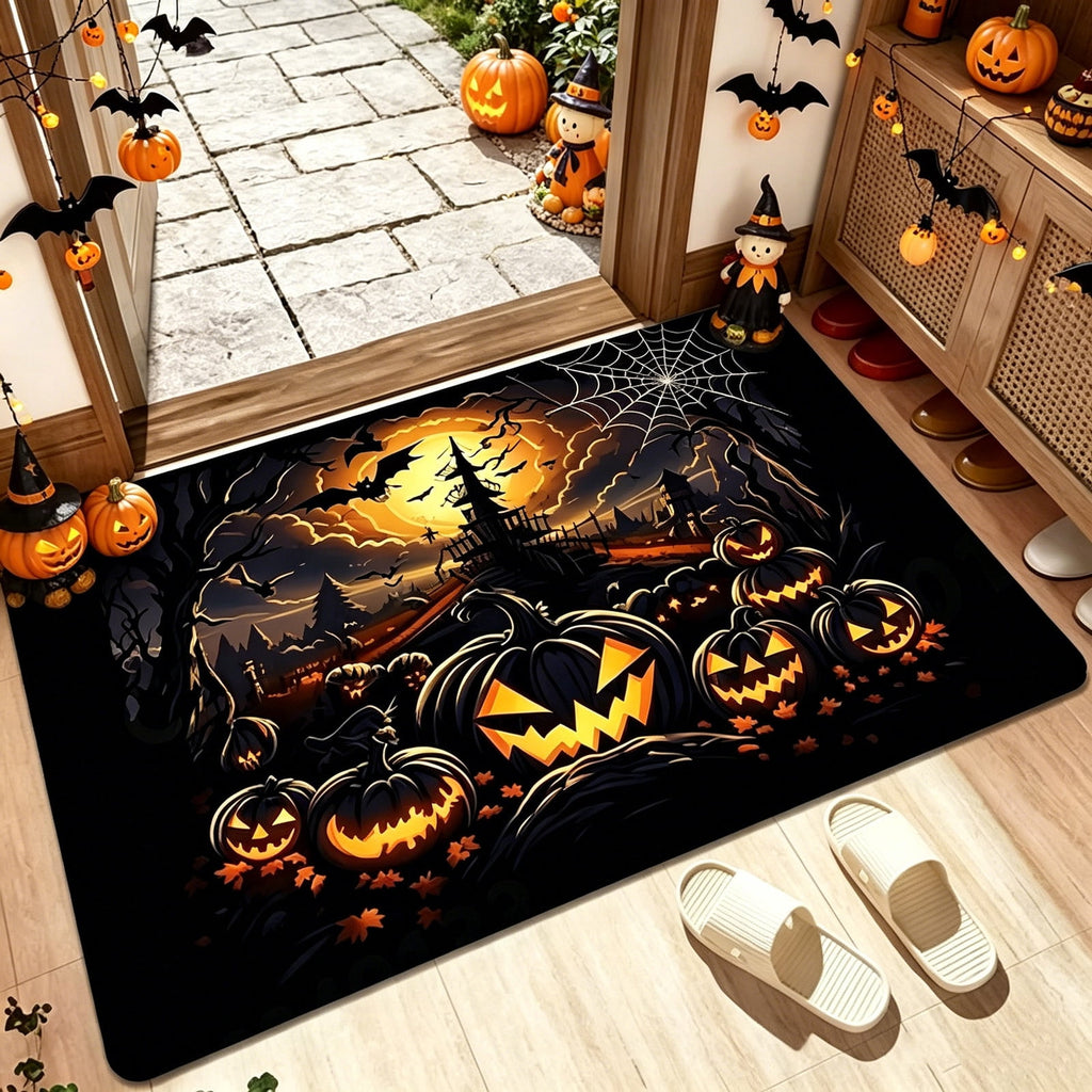 OutmaxHome Halloween Theme Cute Ghost Print Doormat, 15.8x23.6 Inch Non-Slip Absorbent Mat, Easy to Clean, for Front Door, Porch, Farmhouse
