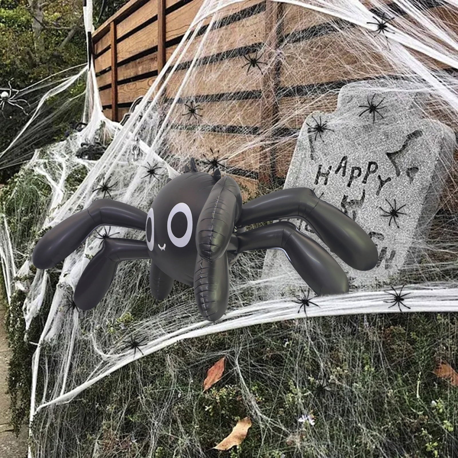 Aufmer 3 Pcs Halloween Inflatable Spider Outdoor Decoration, Blow Up Yard Inflatables Holiday Inflatables for Outdoor Yard Garden Lawn Decor, 150x60cm (Black)