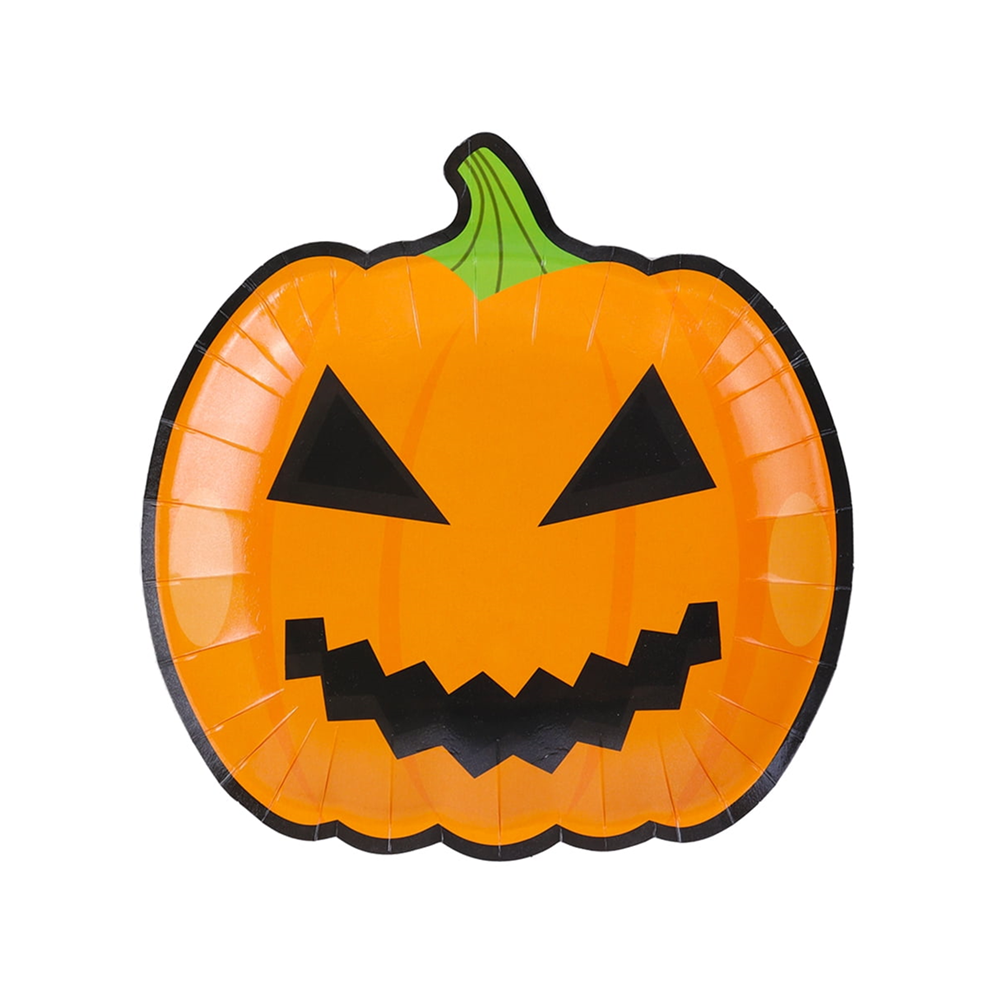 25Pcs Halloween Pumpkin Plates, Disposable Paper Dessert Plates Tableware Party Supplies for Halloween Party Decorations