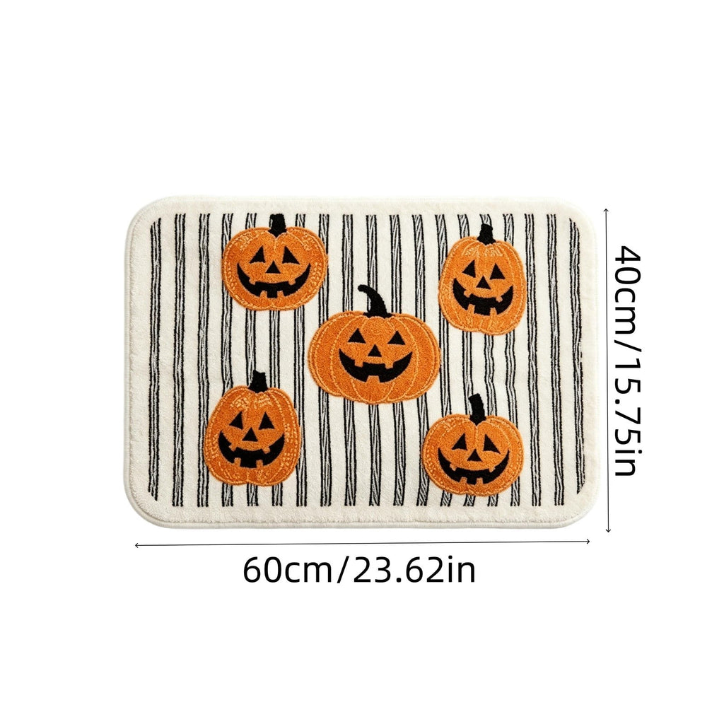 PYURTEP Halloween Door Mat Pumpkin Bat Pattern Entryway Doormats Non-Slip Indoor Outdoor Welcome Mat for Halloween Decor