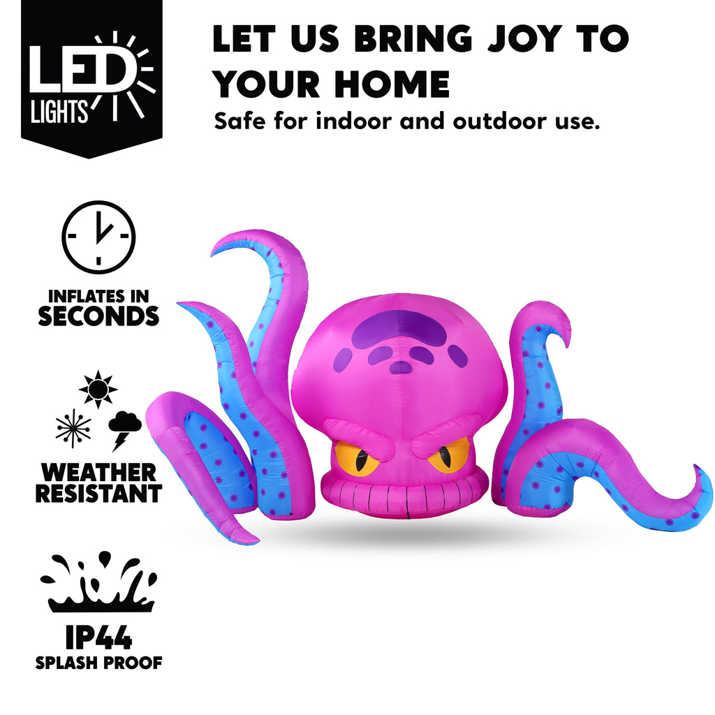 Joyfy 5.5ft Halloween Inflatables Long Light Up Skeleton Ground Breaker Halloween Inflatables Outdoor Decorations,Blow up Halloween Yard Decorations