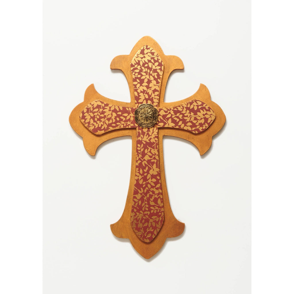(3 pack) Plaid Unpainted Wood Surface, Large Fleur De Lis Cross Shape, 1 Piece