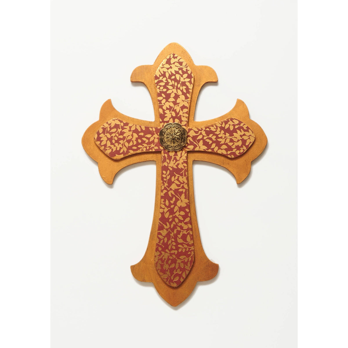 (3 pack) Plaid Unpainted Wood Surface, Large Fleur De Lis Cross Shape, 1 Piece
