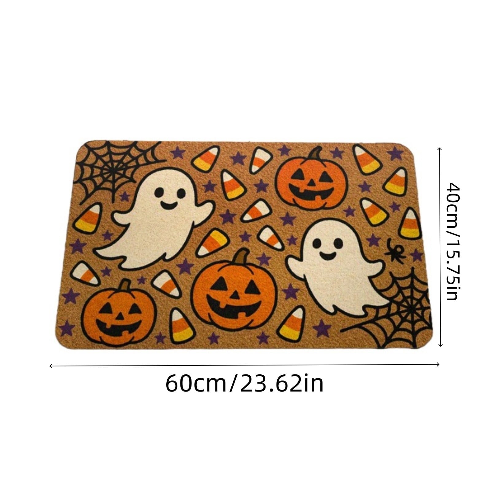 Beforeyayn Halloween Doormat, 23.6X15.7 Inch Funny Ghost and Pumpkin Entryway Mat, Absorbent Coir Doormat for Indoor Outdoor, Scary Spider Web Design for Home, Front Door, Patio Decor