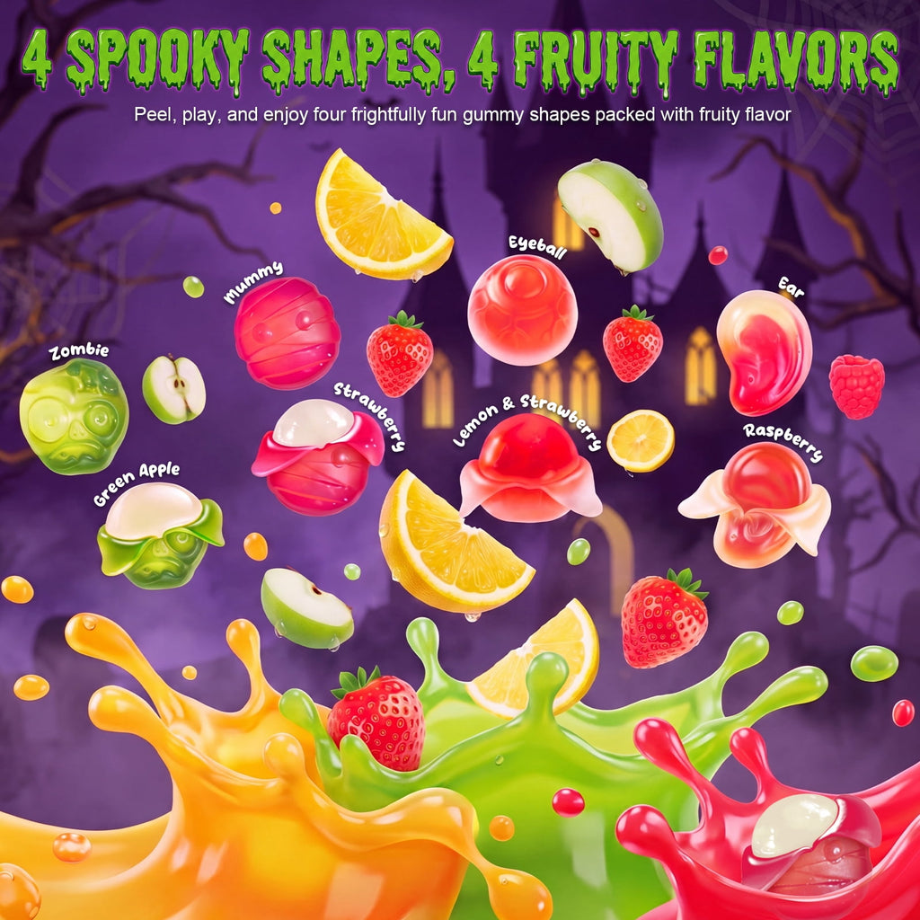 AMOS Cotton Candy Halloween Pizza, Eyeballs Candy for Party, Gluten-Free, 6 Count, 6.35 oz